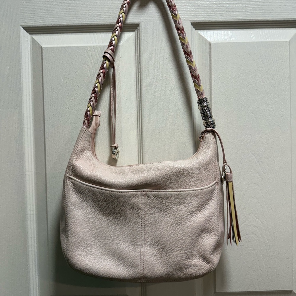Brighton Pink Shoulder Bag with Braided Strap and Tassel